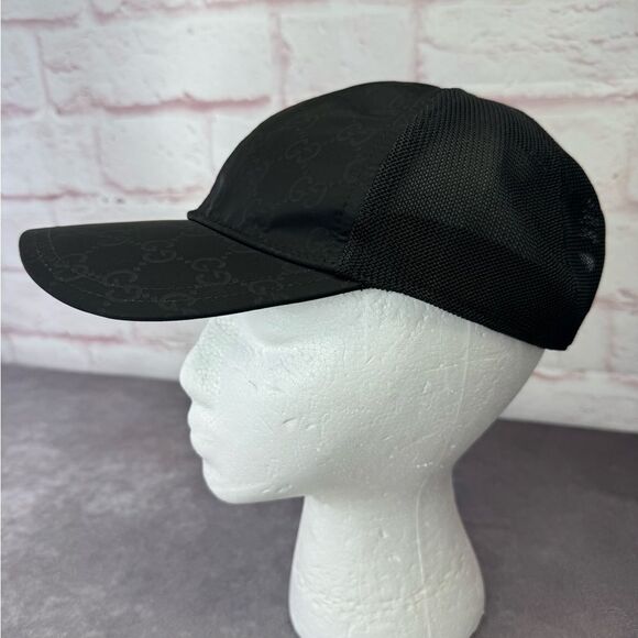 Gucci Black Gg Mesh Baseball Cap Hat Small - Picture 1 of 16